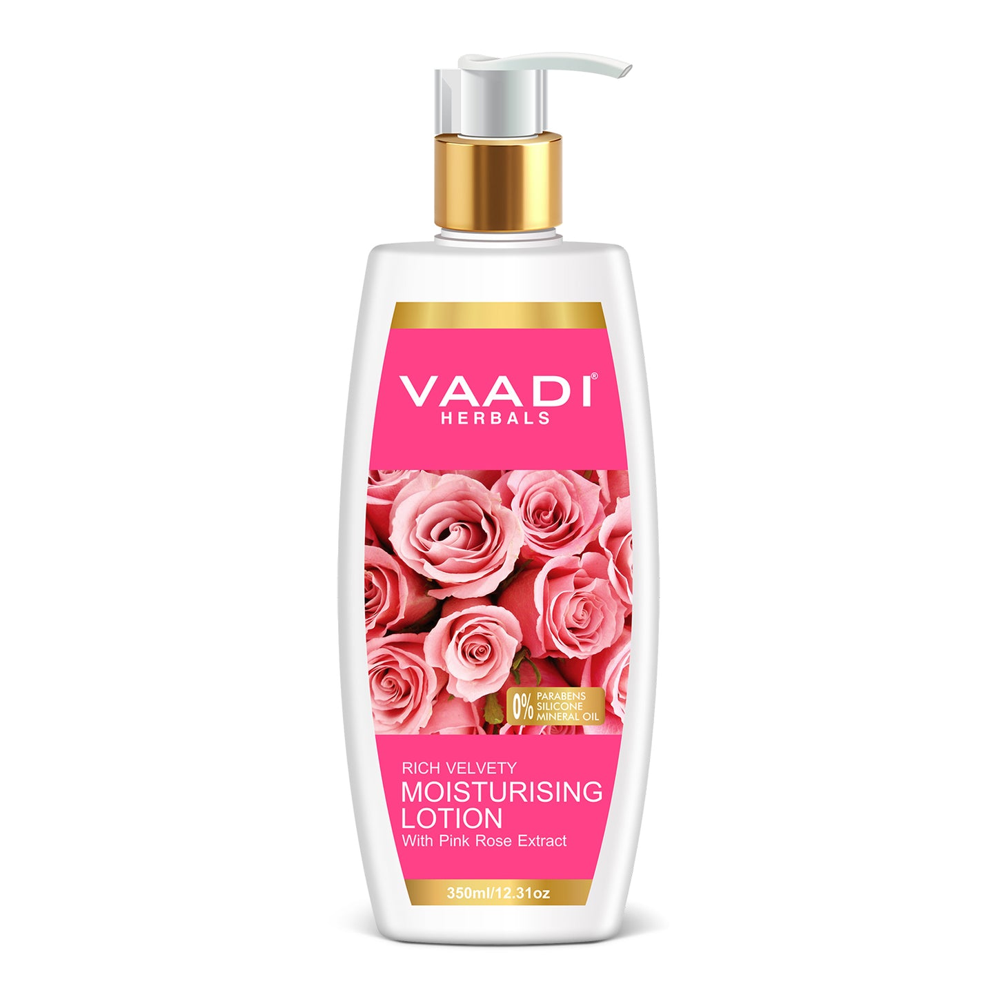 Organic Rich Velvety Moisturising Lotion with Pink Rose Extract - Retains Moisture in Skin - Makes Skin Velvety Soft (350 ml / 12 fl oz)
