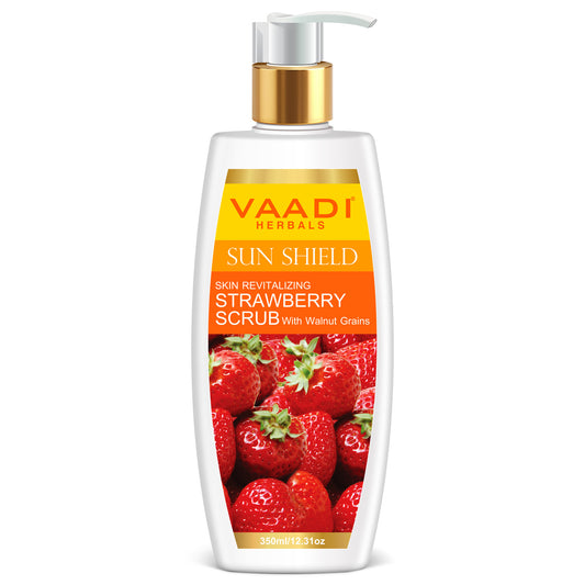 Organic Strawberry Scrub Moisturising Lotion with Walnut Grains- Lightens Skin Tone - Reduces Pigmentation - Removes Dead Cells (350 ml/ 12 fl oz)