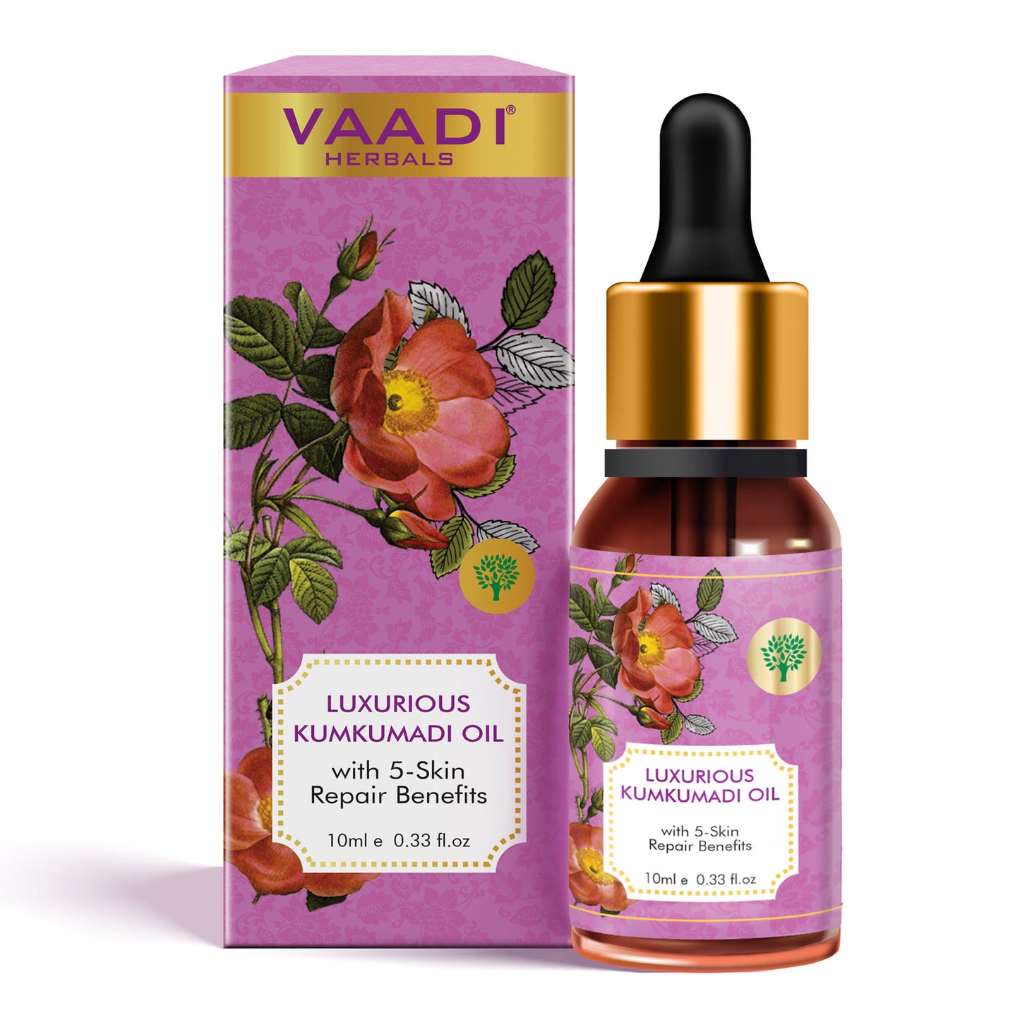 Organic Luxurious Kumkumadi Oil (Pure Mix of Saffron, Sandalwood, Manjistha & Almond Oil) - Reduces Dark Circles, Pigmentation (10 ml/ 0.33 oz)
