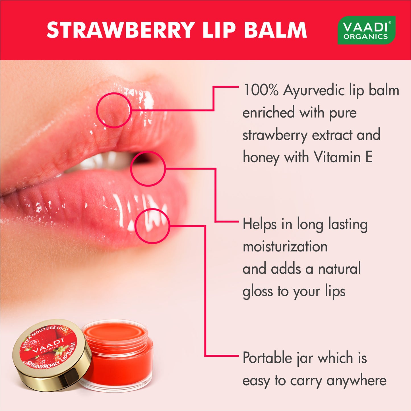 Nourishing Organic Strawberry and Honey Lip Balm (8 x 06 gms/0.25 oz)