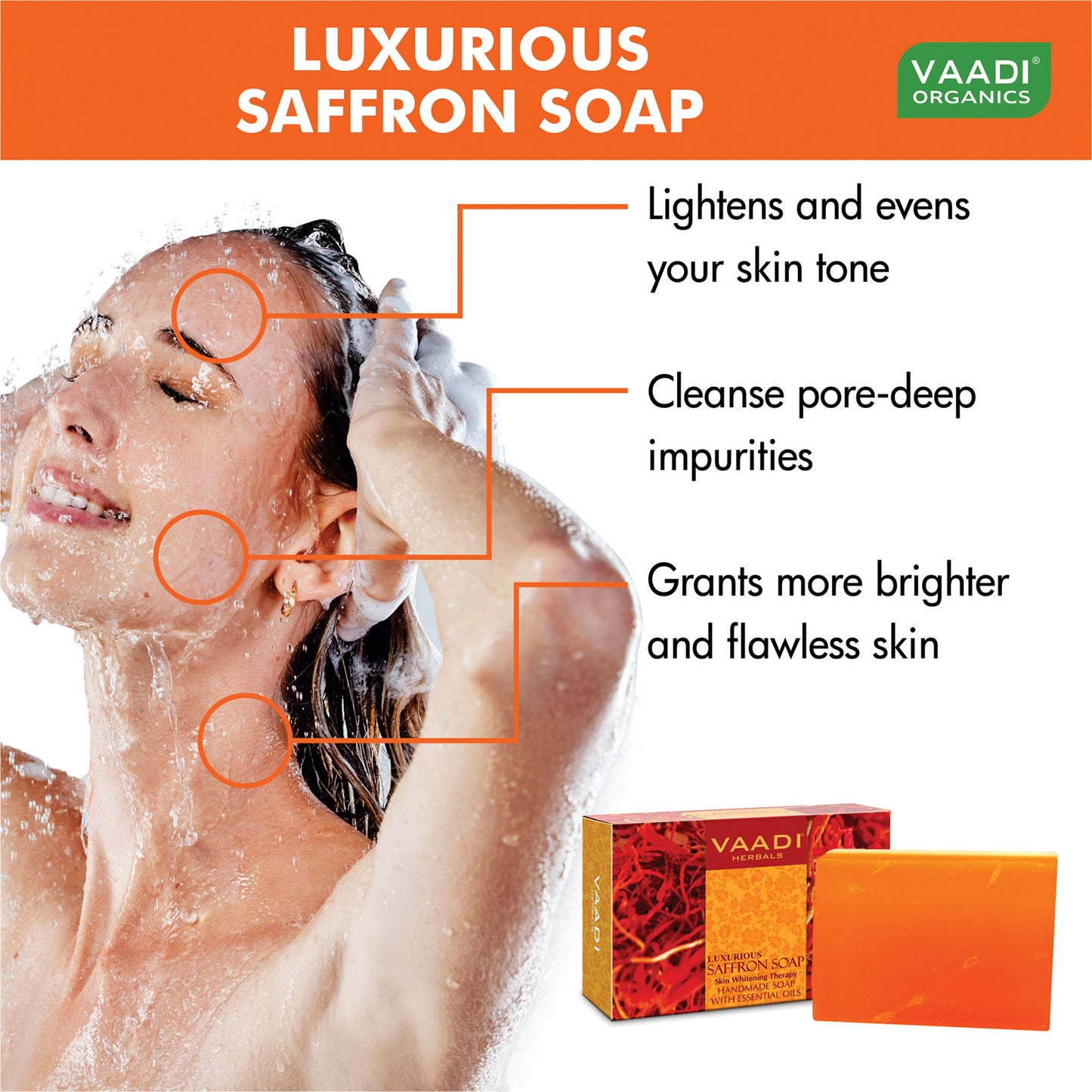Luxurious Organic Saffron Soap - Skin Whitening Therapy - Evens Skin Tone - Lightens Marks (12 x 75 gms / 2.7 oz)