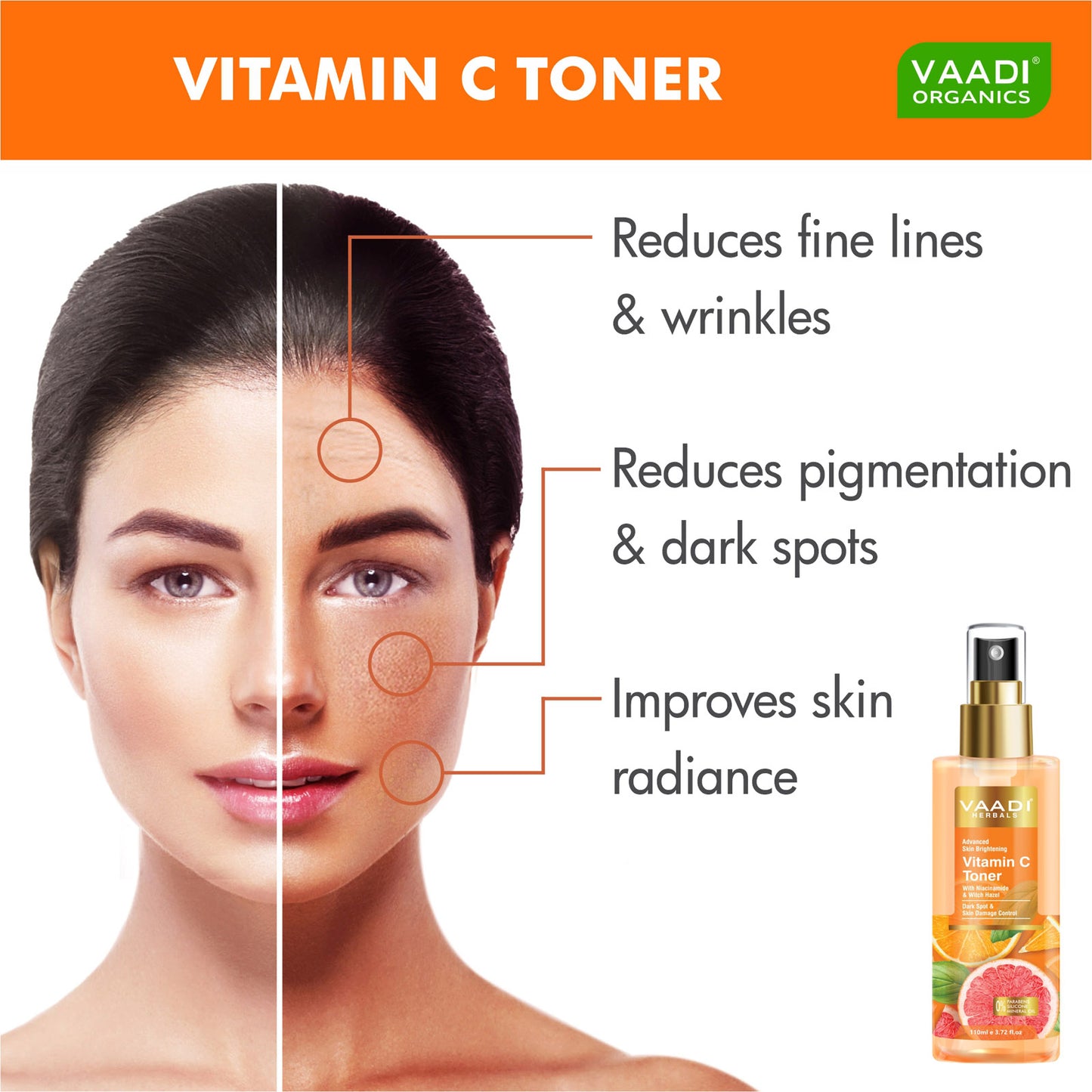Organic Vitamin C Toner With Niacinamide & Witch Hazel Dark Spot & Skin Damage Control ( 110ml / 4 fl oz)
