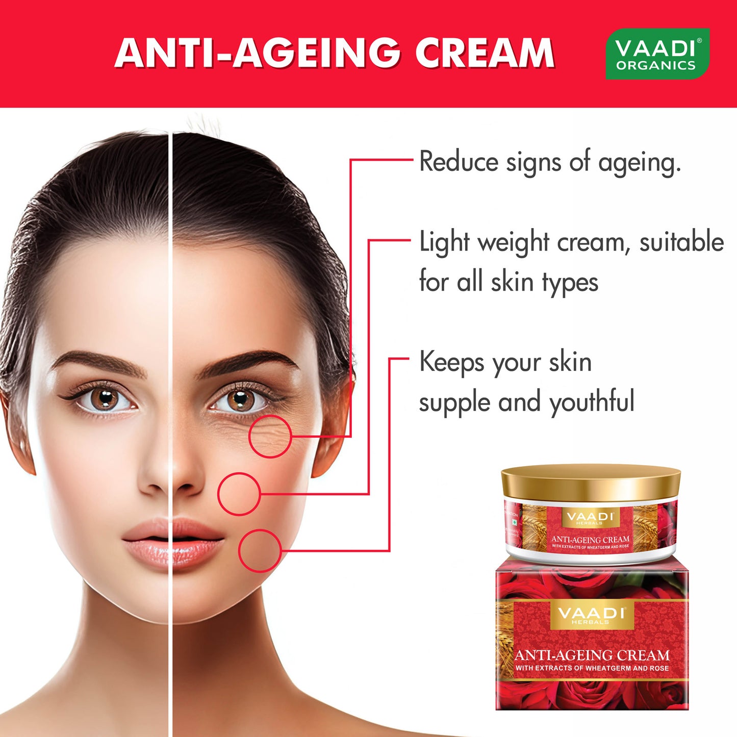 Organic Anti Ageing Cream with (150 gms) with free Organic Aloe Vera Facial Bar (25 gms)