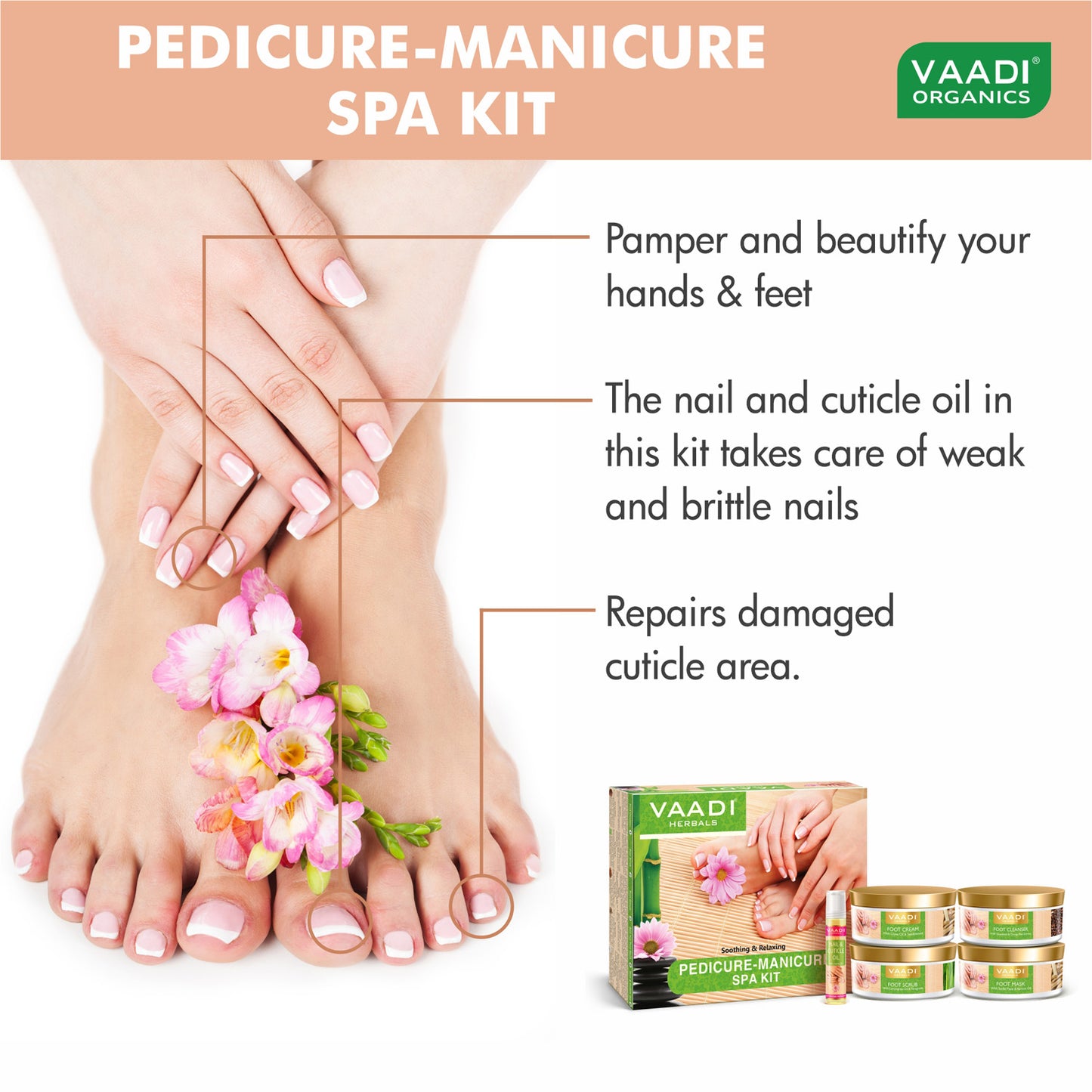 Organic Pedicure Manicure Spa Kit with Grapeseed Extract & Fenugreek - Deep Moisturises Skin - Repairs Damaged Skin - Removes Dead Skin (640 gms / 22.6 fl oz)