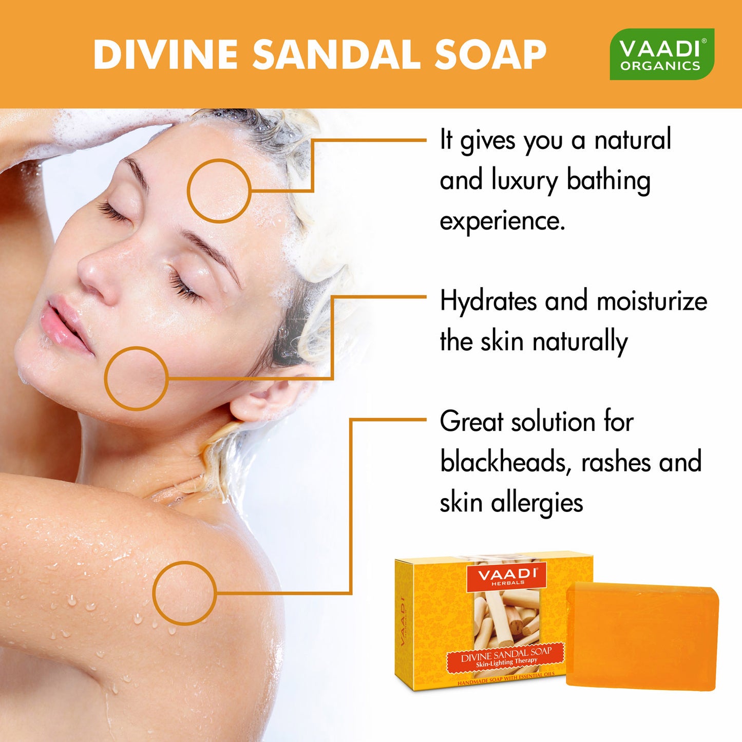 Organic Divine Sandal Soap with Saffron & Turmeric - Skin Lightening Therapy - Lightens Tan & Blemishes (12 x 75 gms / 2.7 oz)