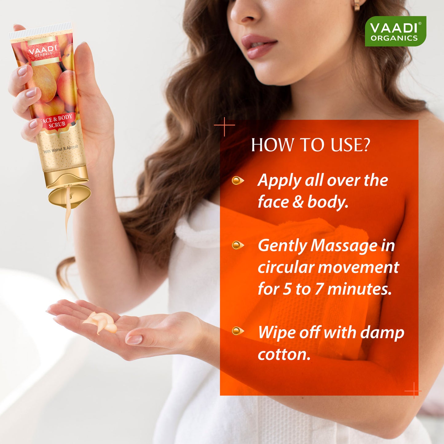 Organic Face & Body Scrub with Walnut & Apricot - Exfoliates & Unclogs Pores - Keeps Skin Youthful (110 gms / 4 oz)