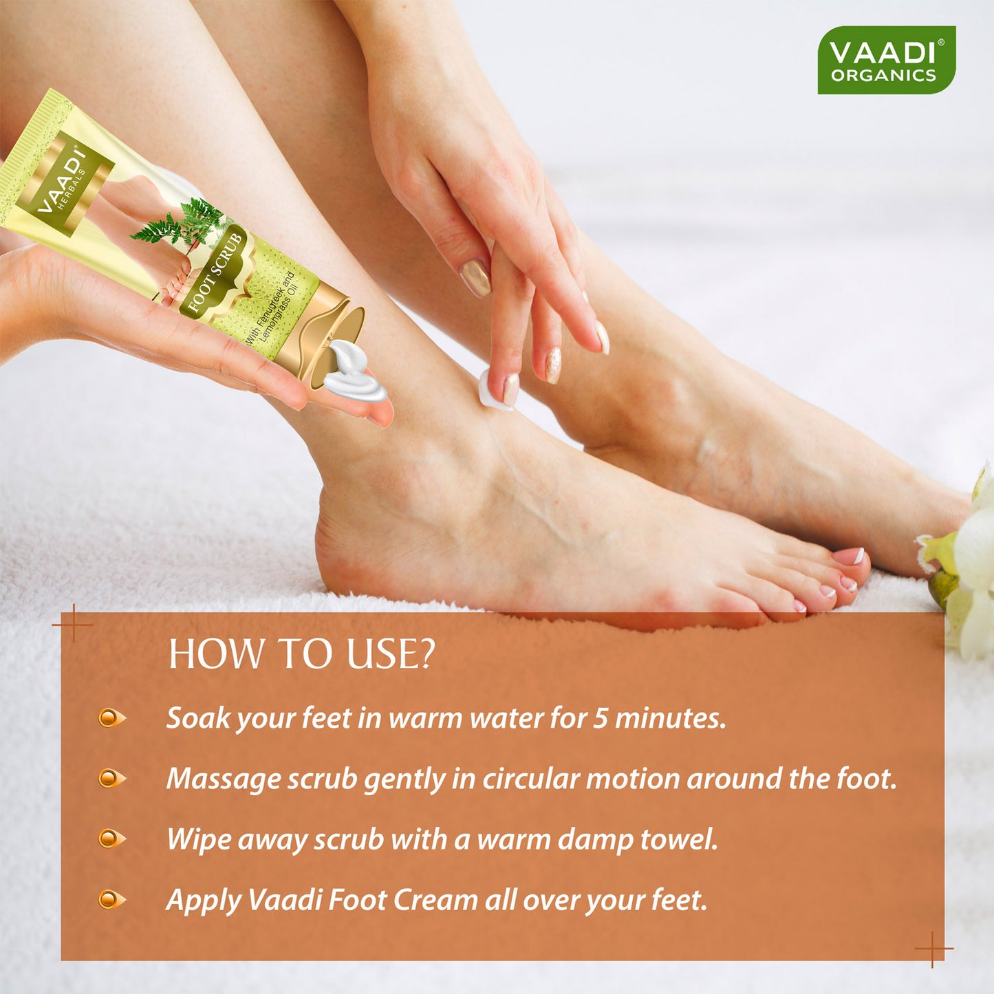 Organic Foot Scrub with Fenugreek & Lemongrass Oil - Therapeutic Exfoliates - Rejuvenates Damaged Skin - Softens Skin (2 x 110 gms / 4 oz)