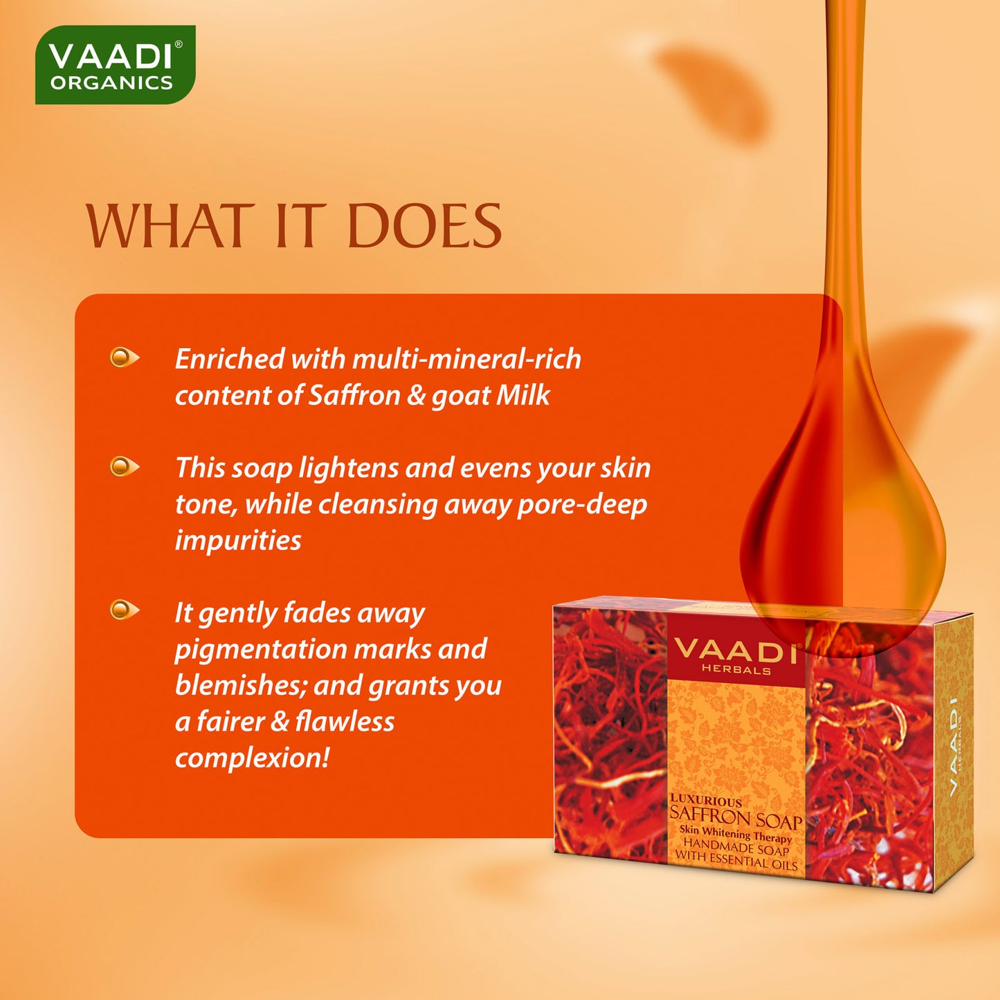 Luxurious Organic Saffron Soap - Skin Whitening Therapy - Evens Skin Tone - Lightens Marks ( 75 gms / 2.7 oz)