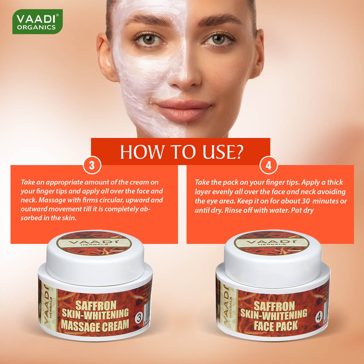 Skin Whitening Organic Saffron Facial Kit with Sandalwood oil, Orange Peel, Lemongrass & Shea Butter - Lightens Skin Tone (70 gms/2.5 oz)