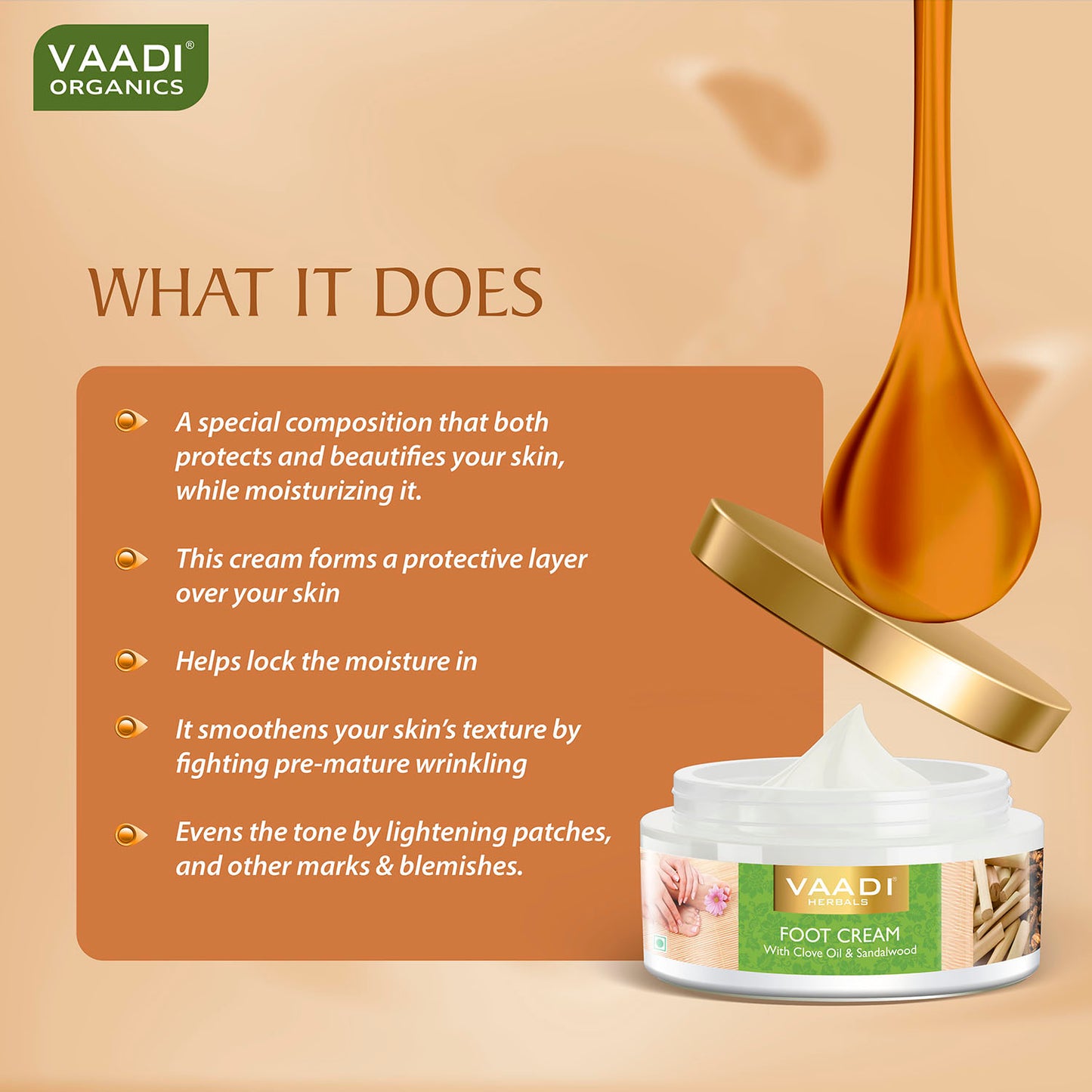 Organic Foot Cream with Clove & Sandalwood Oil - Softens Dry & Cracked Feet - Deep Moisturises (150 gms / 5.3 oz)