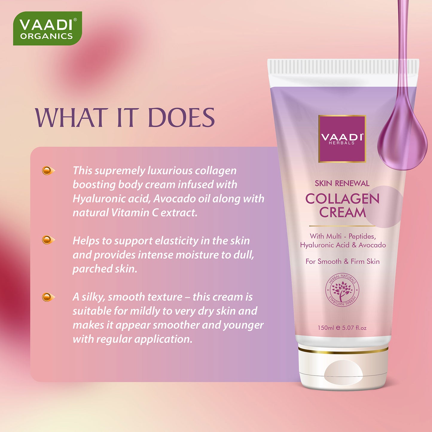 Skin Renewal Collagen Cream with Multi- Peptides, Hyaluronic Acid & Avocado|Boosts Collagen|Smooth & Firm Skin|Youthful Skin| Deeply Hydrates|Parabens Free|For All Skin Types( 150ml)