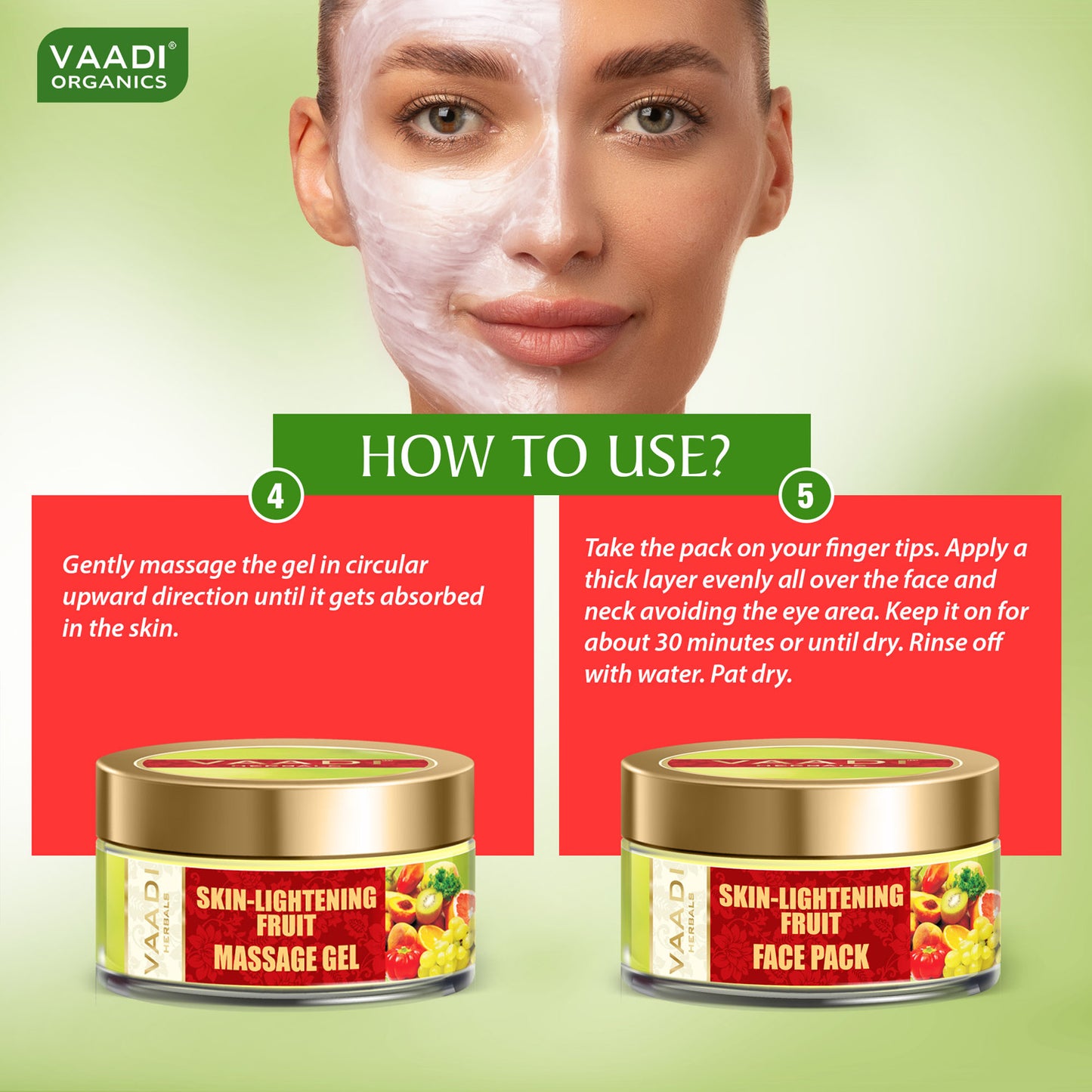 Skin Lightening Organic Fruit Facial Kit - For Deep Nourishment - Reducing Marks (270 gms / 9.6 oz)