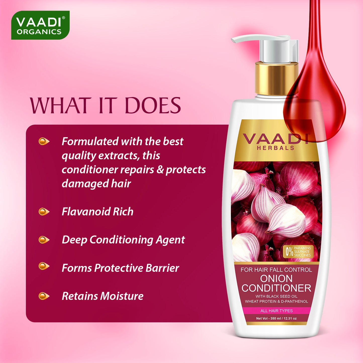 Organic Anti Hair Fall Complete Pack - Onion Shampoo (350 ml), Onion Conditioner (350 ml) & Amla Hair Oil (200 ml)
