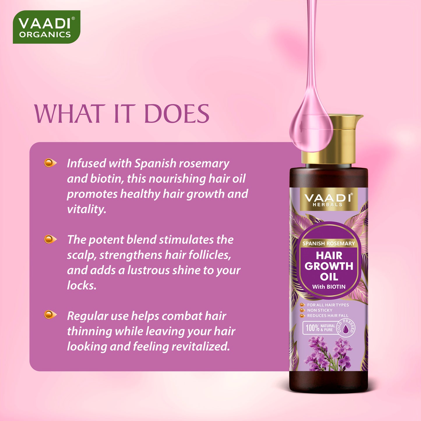 Spanish Rosemary Hair Growth Oil with Biotin-Promotes Hair Growth- Reduces Hair Fall-Strong Hair- Prevents Dandruff- For All Hair Types- (120 ml / 4.05 oz)