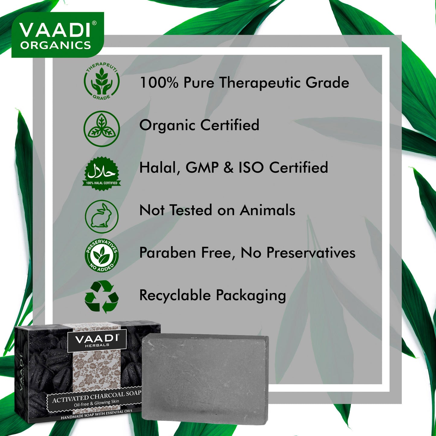 Activated Charcoal Soap - Detoxifies Skin - Brighten The Skin Tone (3 x 75 gms / 2.7 oz)