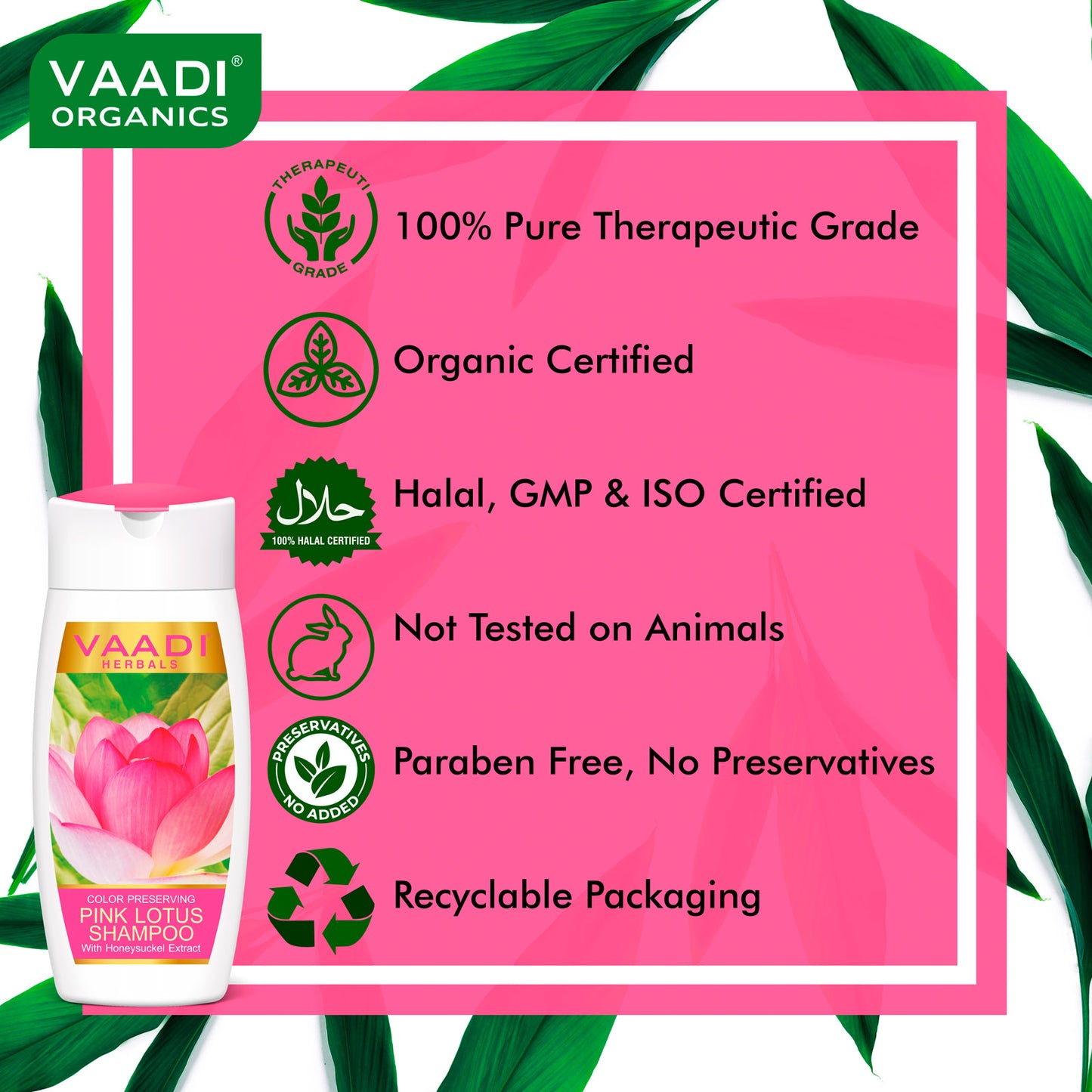 Color Preserving Organic Pink Lotus Shampoo with Honeysuckle Extract - Nourishes Treated Hair - Moisturizes Hair (110ml / 4 fl oz) (Buy 1 Get 1 Free)