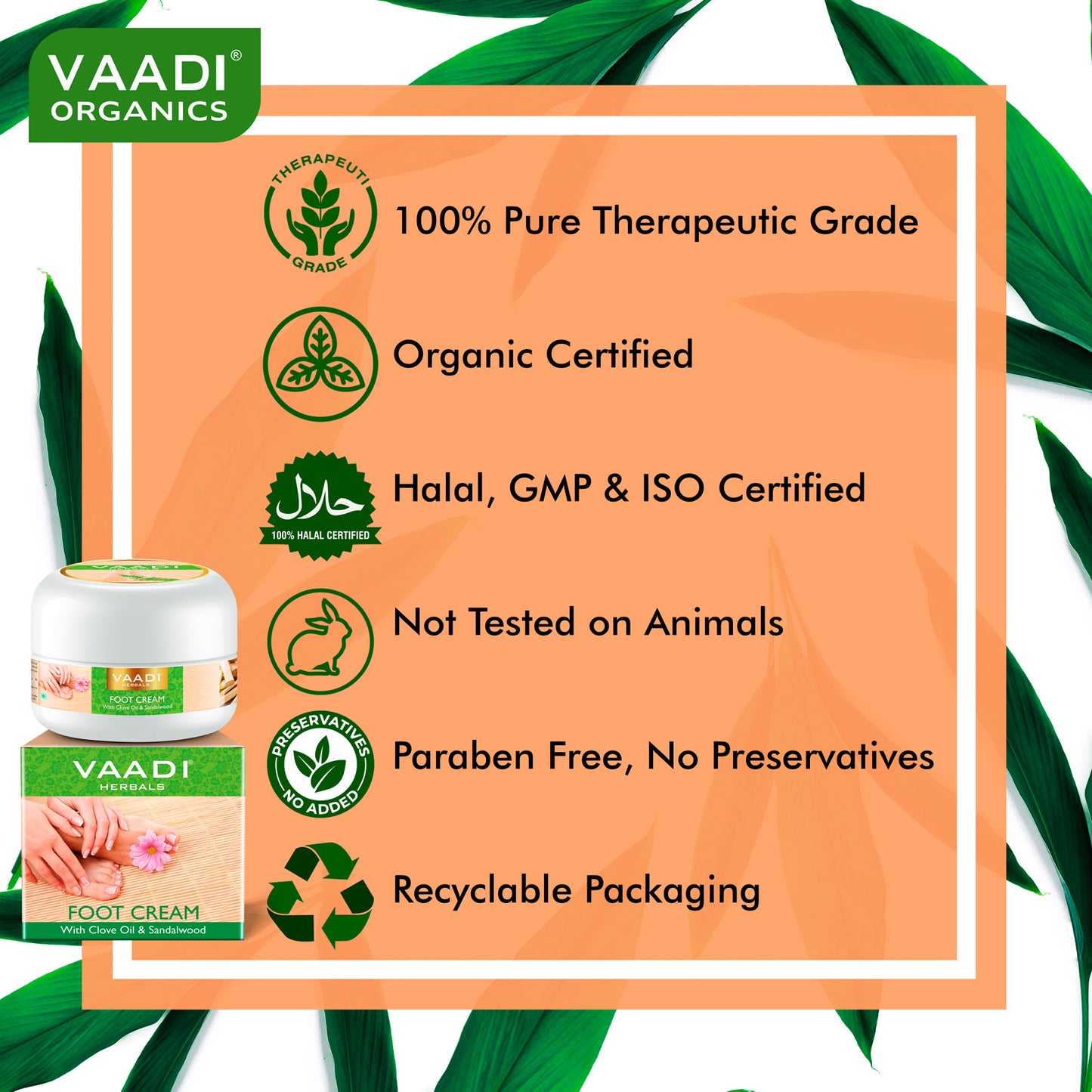 Organic Foot Cream with Clove & Sandalwood Oil - Softens Dry & Cracked Feet - Deep Moisturises (3 x 30 gms / 1.1 oz)