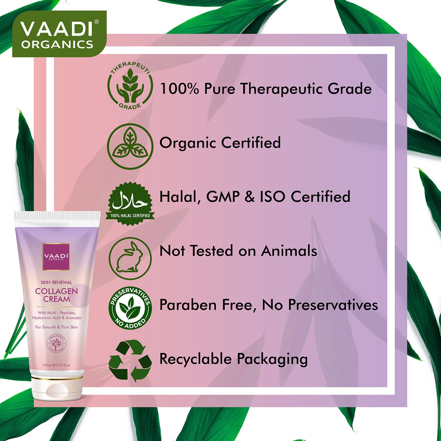 Skin Renewal Collagen Cream with Multi- Peptides, Hyaluronic Acid & Avocado|Boosts Collagen|Smooth & Firm Skin|Youthful Skin| Deeply Hydrates|Parabens Free|For All Skin Types( 150ml)