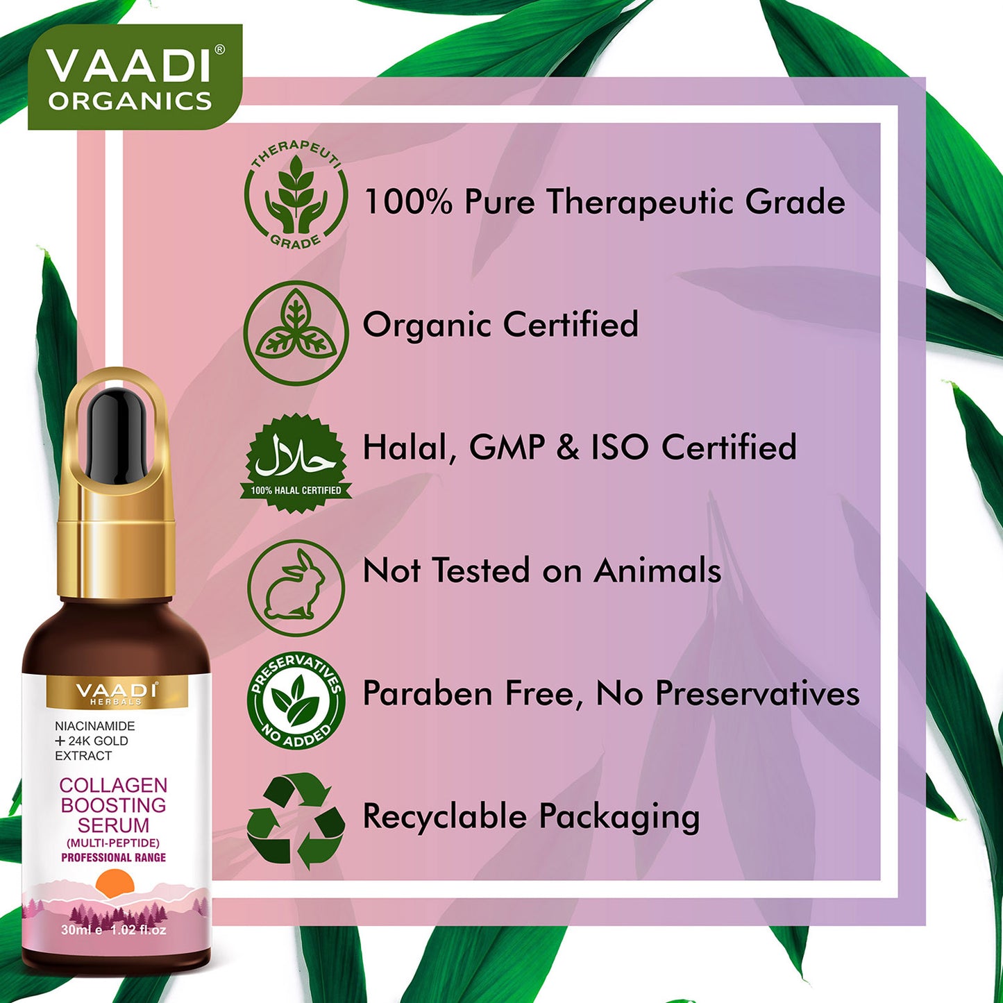 Multipeptide and 24K Gold Extract Collagen Boosting serum with Niacinamide|Radiant & Youthful Skin|Reduces Dark Spots| For All Skin Types| No Parabens, Mineral, Silicon (30 ml / 1.02 fl.oz)