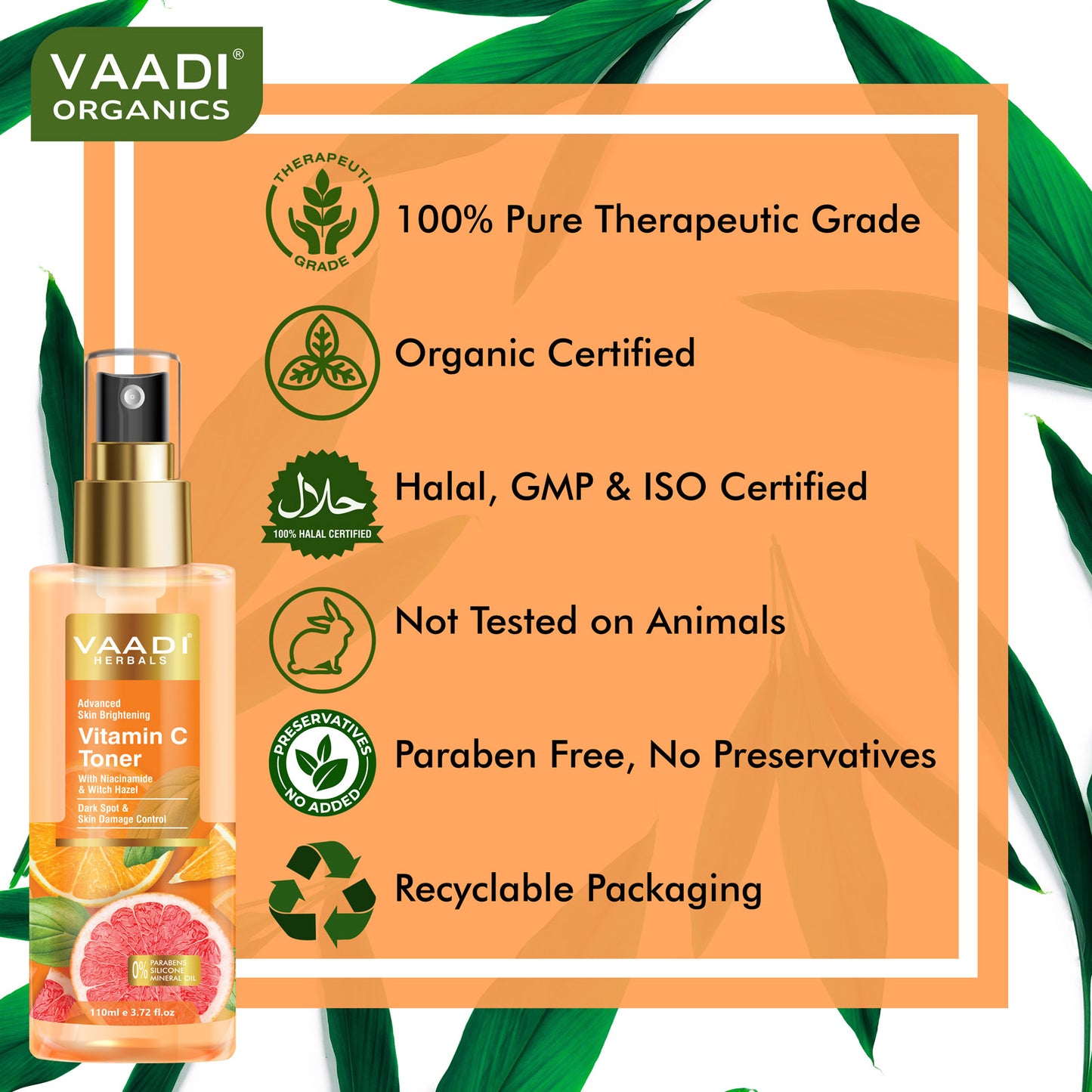 Organic Vitamin C Toner With Niacinamide & Witch Hazel Dark Spot & Skin Damage Control ( 110ml / 4 fl oz)