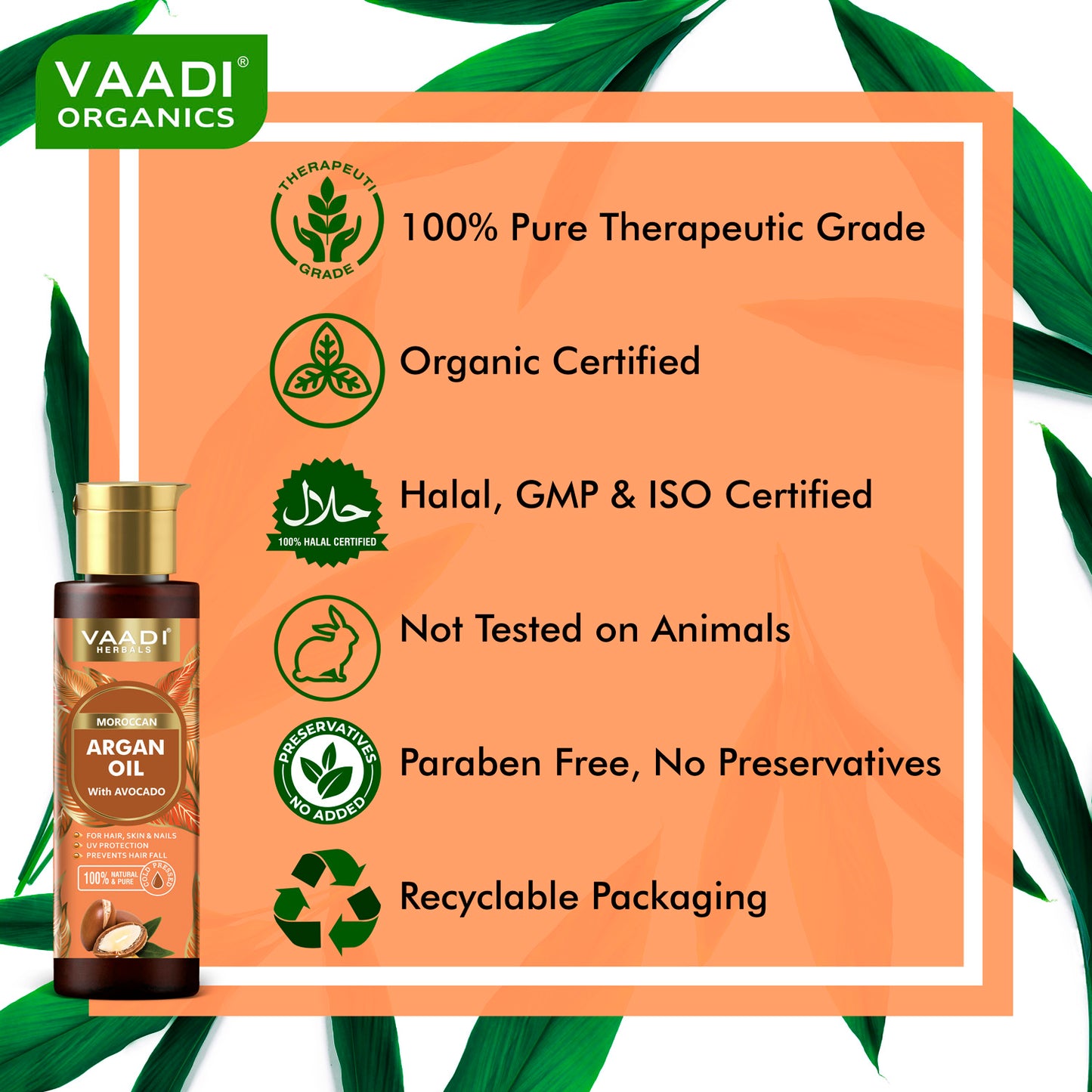 Cold Pressed Morrocon Argan Oil with Avocado- For Hair, Skin & Nails- Promotes Hair Growth- Skin Moisturisation-Healthy Nail Growth - UV Protection- (120 ml / 4.05 oz)