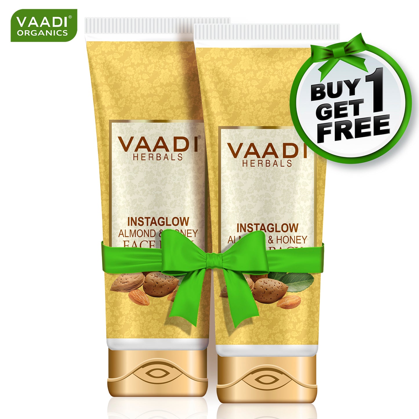 Organic InstaGlow Face Pack with Almond & Honey - Lightens Pigmentation - Gives Instant Glow (120 gms /4.3 oz) (Buy 1 Get 1 Free)