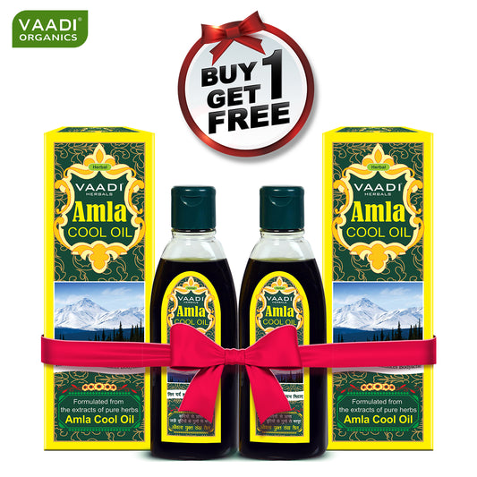 Organic Brahmi Amla Cool Oil - Strengthens and Nourishes Hair - Relieves Stress - Promotes Sound Sleep (200ml/7 fl oz) (Buy 1 Get 1 Free)