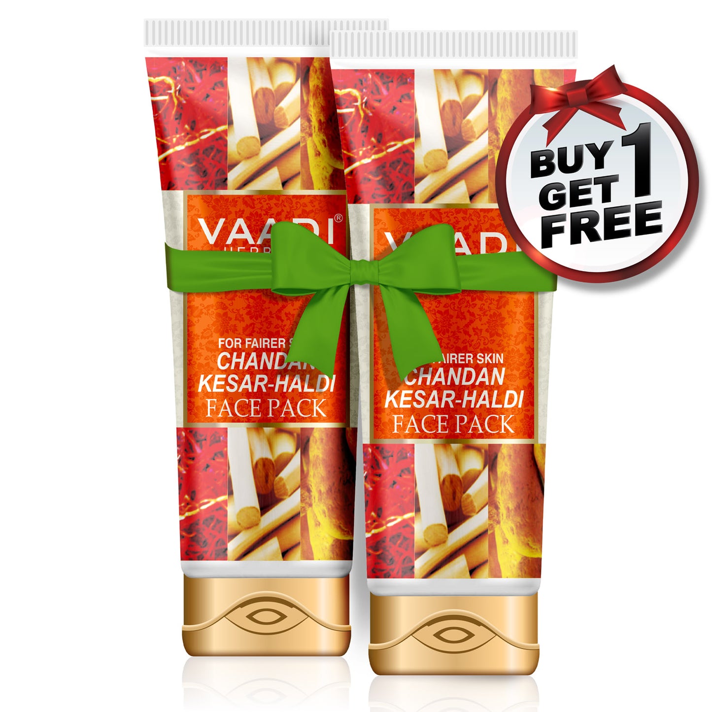 Organic Chandan Kesar Fairness Face Pack - Removes Marks and Lightens Skin Tone - Repairs and Protects Skin (120 gms/ 4.3 oz) (Buy 1 Get 1 Free)