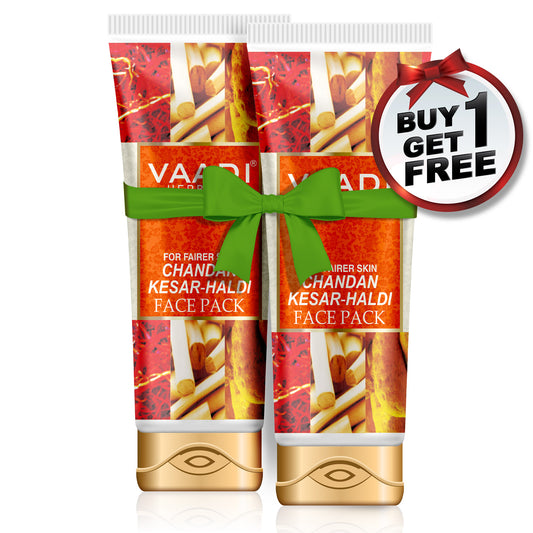 Organic Chandan Kesar Fairness Face Pack - Removes Marks and Lightens Skin Tone - Repairs and Protects Skin (120 gms/ 4.3 oz) (Buy 1 Get 1 Free)