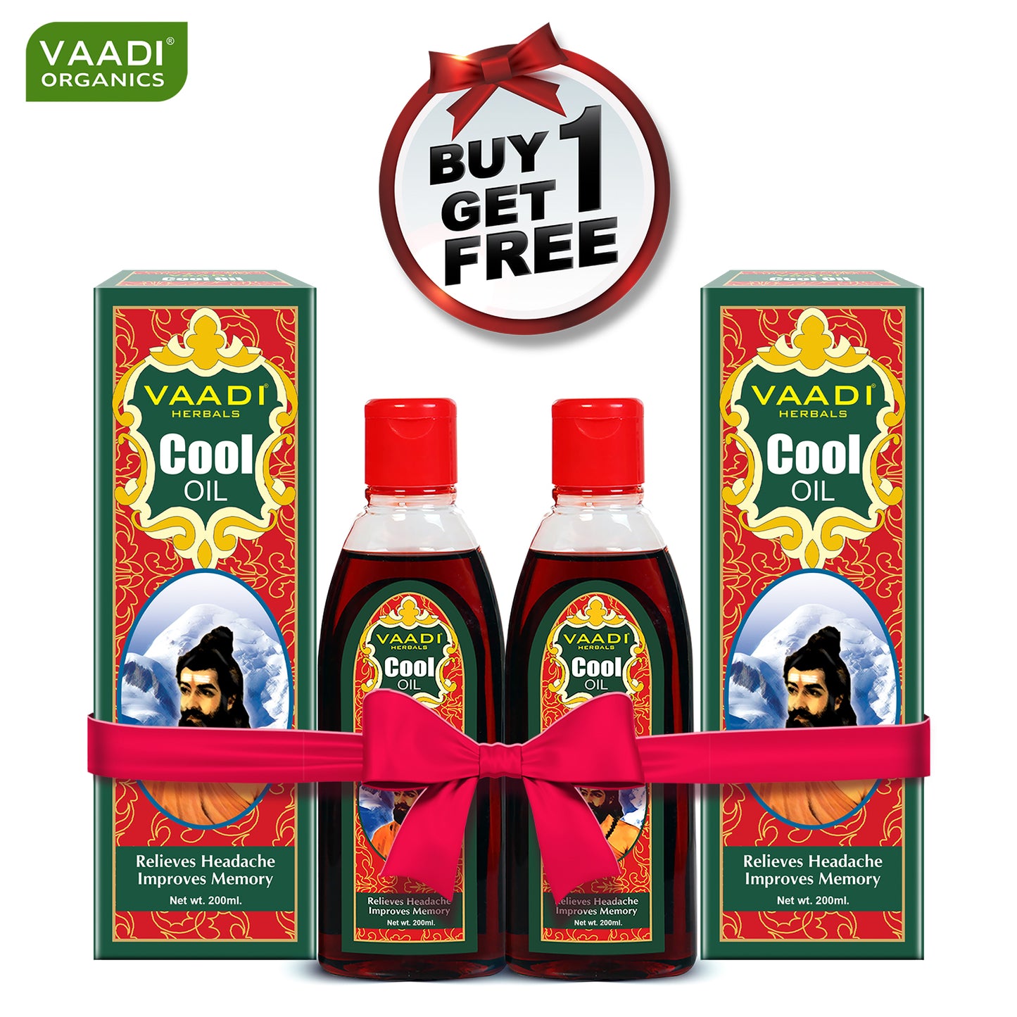 Organic Triphla Almond Cool Oil - Relieves Headache & Muscle Pain - Prevents Hairfall - Strengthens Hair and Body (200ml/7 fl oz) (Buy 1 Get 1 Free)