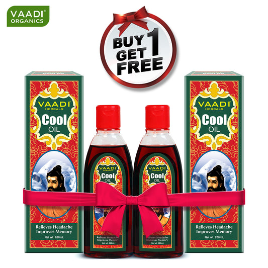 Organic Triphla Almond Cool Oil - Relieves Headache & Muscle Pain - Prevents Hairfall - Strengthens Hair and Body (200ml/7 fl oz) (Buy 1 Get 1 Free)