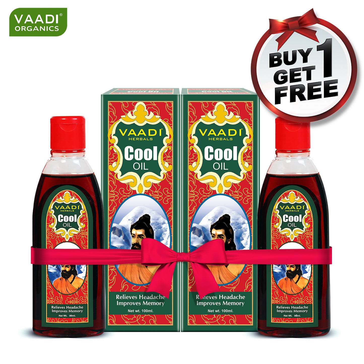 Organic Triphla Almond Cool Oil - Relieves Headache & Muscle Pain - Prevents Hairfall - Strengthens Hair and Body (100ml/3.5 fl oz) (Buy 1 Get 1 Free)