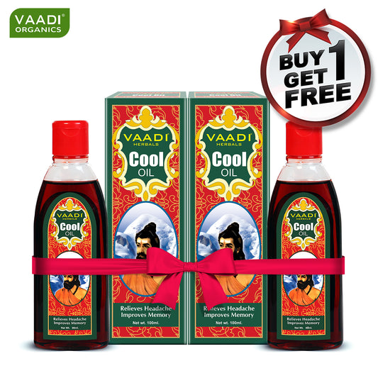 Organic Triphla Almond Cool Oil - Relieves Headache & Muscle Pain - Prevents Hairfall - Strengthens Hair and Body (100ml/3.5 fl oz) (Buy 1 Get 1 Free)