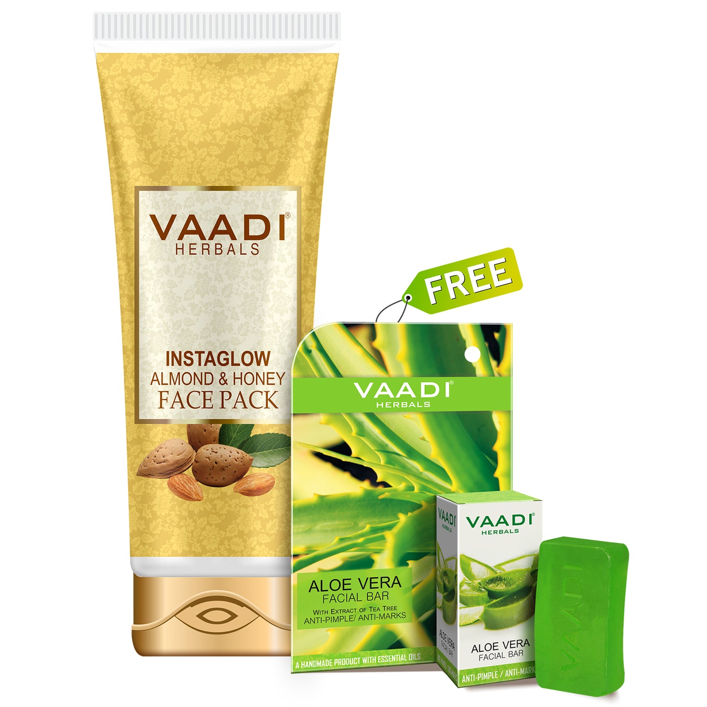 Organic InstaGlow Face Pack - Lightens Pigmentation - Gives Instant Glow (120 gms) with free Organic Aloe Vera Facial Bar (25 gms)