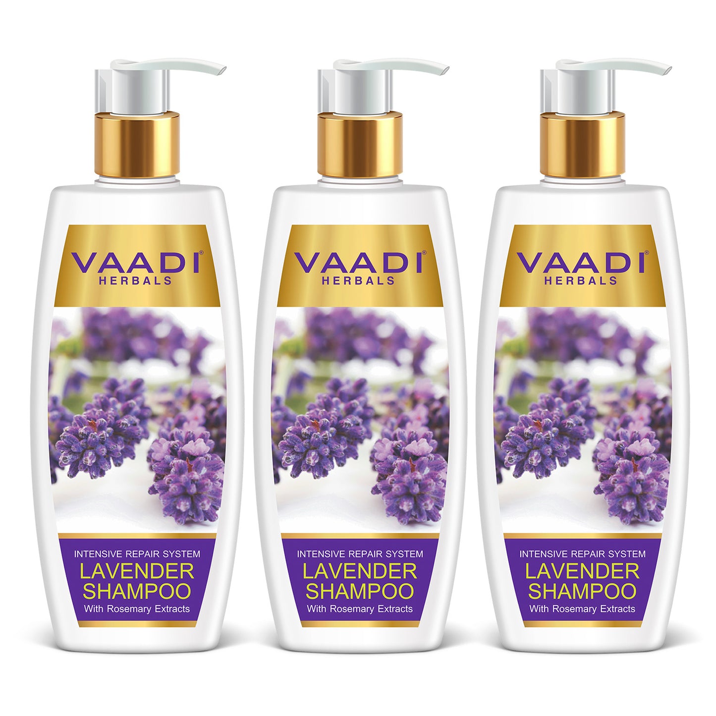 Intensive Repair Organic Lavender Shampoo with Rosemary Extract- Improves Hair Growth - Ultra Nourishing (3 x 350 ml/ 12 fl oz)