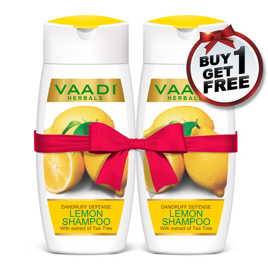 Dandruff Defense Organic Lemon Shampoo with Tea Tree Extract - Disinfects Scalp - Prevents Hairfall (110 m/ 4 fl oz) (Buy 1 Get 1 Free)