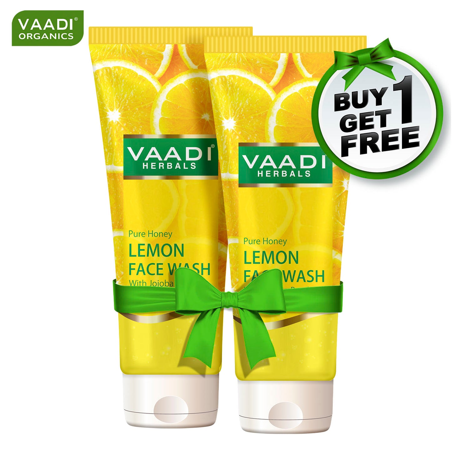 Skin Hydrating Organic Lemon Face Wash with Jojoba Beads - Removes Excess Oil - Prevents Acne (60 ml / 2.1 fl oz) (Buy 1 Get 1 Free)