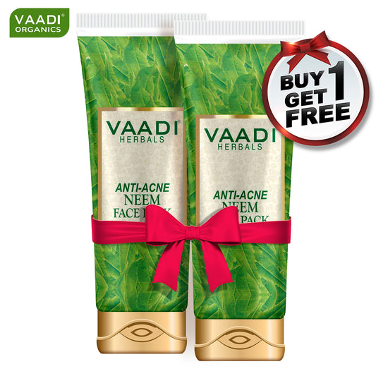 Organic Neem Face Pack with Clove & Turmeric - Removes Acne and Pigmentation Marks - Clears Impurities and Soothes Skin (120 gms / 4.3 oz) (Buy 1 Get 1 Free)