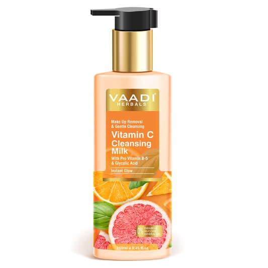 Organic Vitamin C Cleansing Milk with Pro Vitamin B-5 & Glycolic Acid (250 ml/8.45 fl oz)