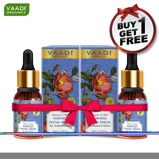 Organic Vitamin C Fairness Facial Serum - Brightens Skin, Lightens Complexion, Protects from Sun Damage (10 ml/ 0.33 oz) (Buy 1 Get 1 Free)