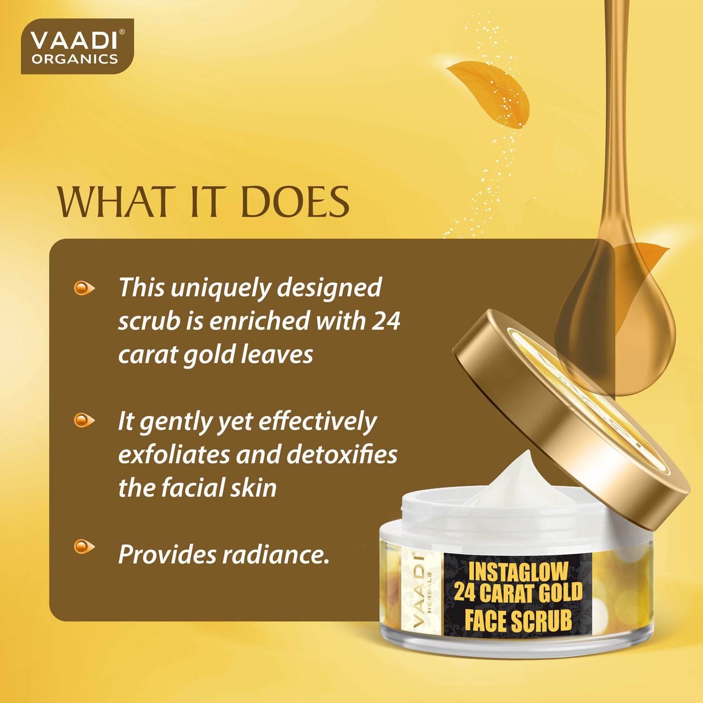 Organic 24 Carat Gold Scrub with Sandalwood & Turmeric - Clears Oil & Impurities - Makes Skin Luminous (50 gms / 2oz)