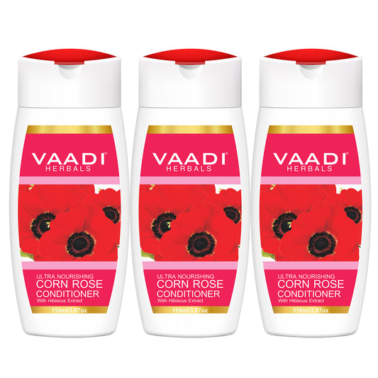 Ultra Nutrient Organic Rich Corn Rose Conditioner with Hibiscus Extract- Conditions & Softens Hair ( 3 x 110ml / 4 fl oz)