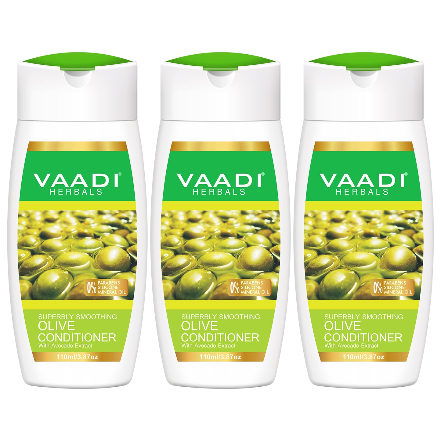 Multi Vitamin Organic Rich Olive Conditioner with Avocado Extract - Makes Hair Lustrous - Adds Bounce to Hair (3 x 110 ml/ 4 fl oz)