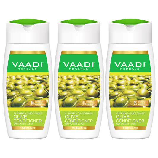 Multi Vitamin Organic Rich Olive Conditioner with Avocado Extract - Makes Hair Lustrous - Adds Bounce to Hair (3 x 110 ml/ 4 fl oz)