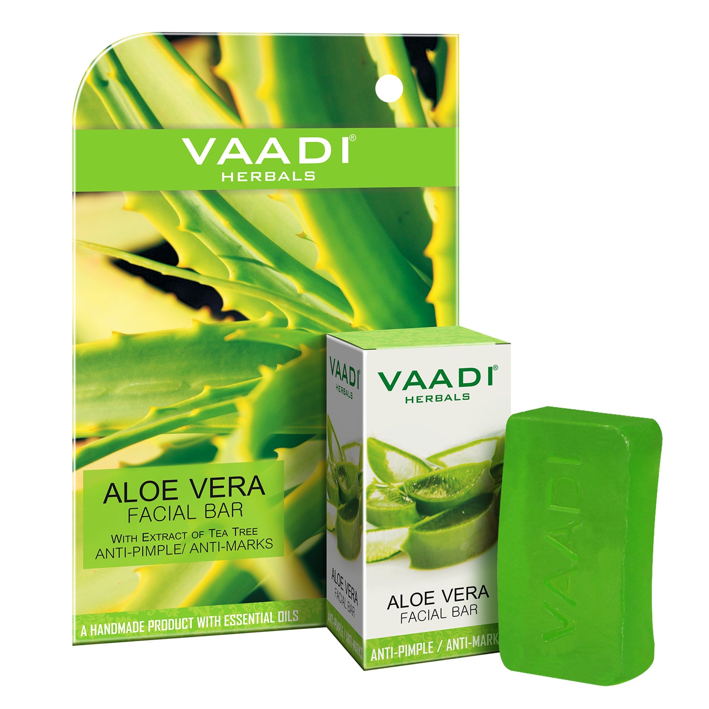 Organic Aloe Vera Facial Bar with Tea Tree and Honey - Reduces Acne - Keeps Skin Infection Free (25 gms/0.9 oz)