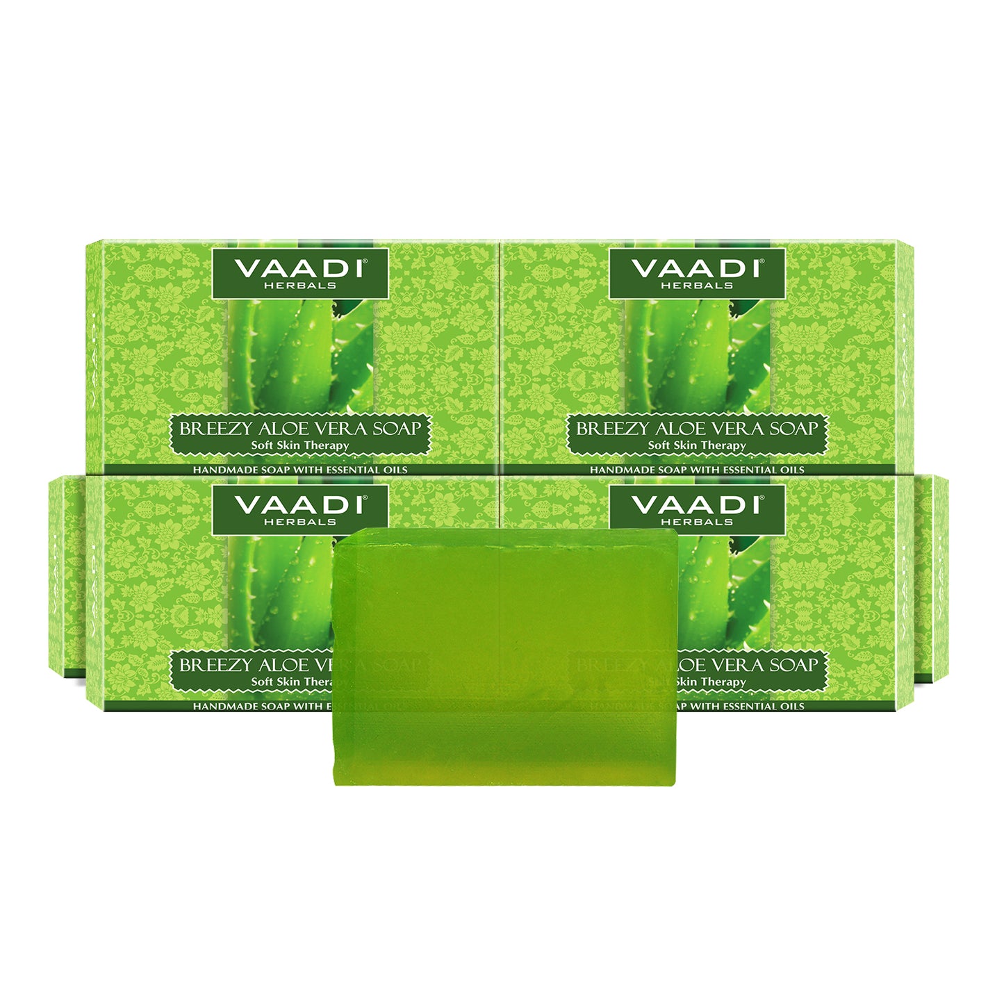Breezy Organic Aloe Vera Soap with Honey - Anti Infective Therapy - Cleanses & Soothes Skin (6 x 75 gms / 2.7 oz)