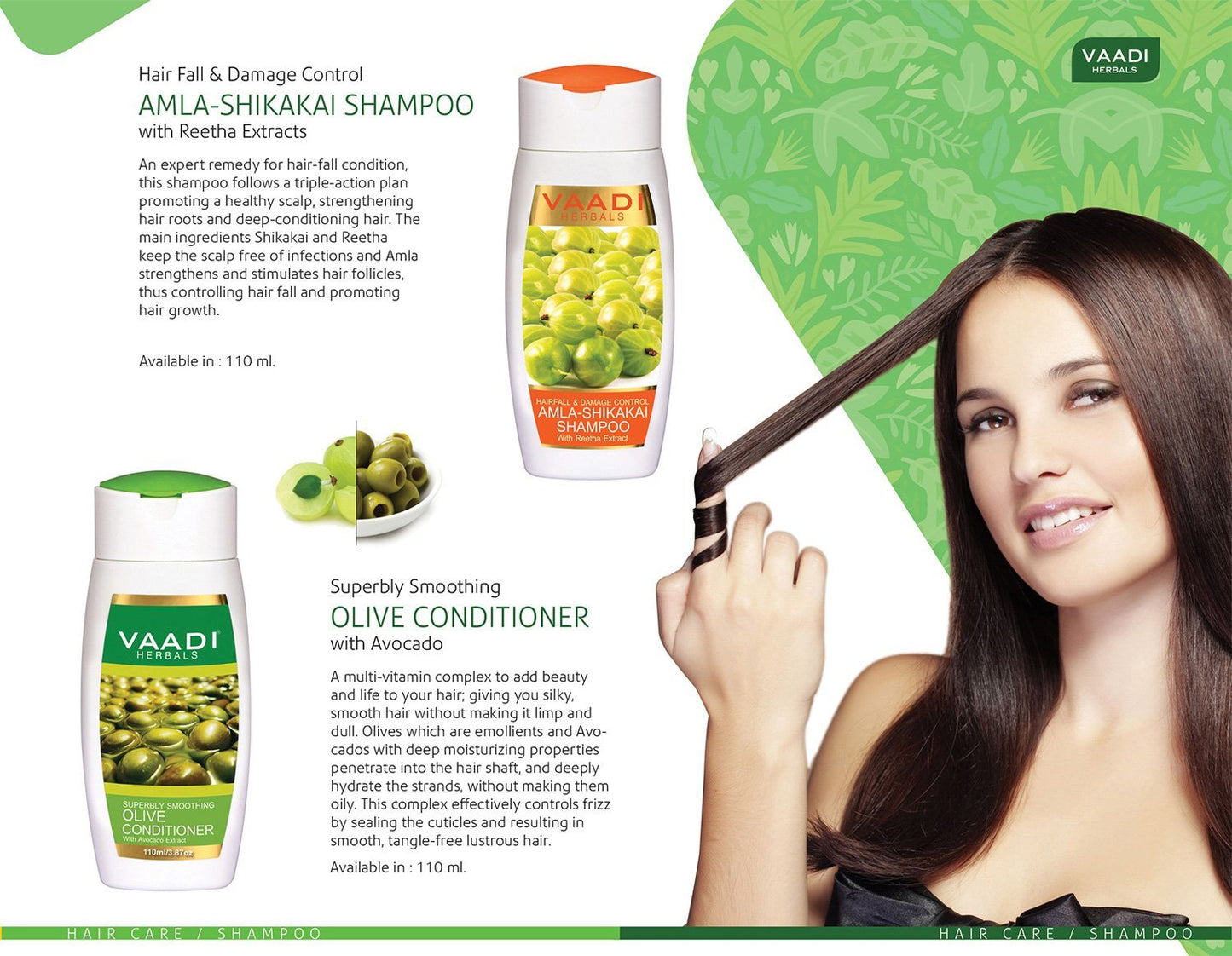 Hairfall & Damage Control Organic Shampoo (Indian Gooseberry Extract) Rich Olive Conditioner with Avocado Extract (2 x 110 ml/ 4 fl oz)