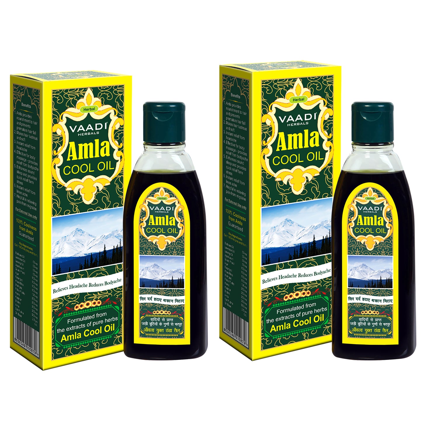 Organic Brahmi Amla Cool Oil - Strengthens and Nourishes Hair - Relieves Stress - Promotes Sound Sleep (2 x 200ml/7 fl oz)