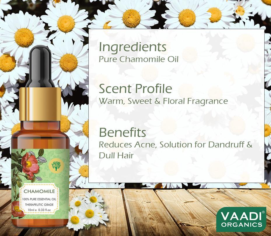 Organic Chamomile Essential Oil - Reduces Blemishes, Evens Skin Tone - Relieves Stress, Better Sleep - 100% Pure Therapeutic Grade (10 ml/ 0.33 oz)
