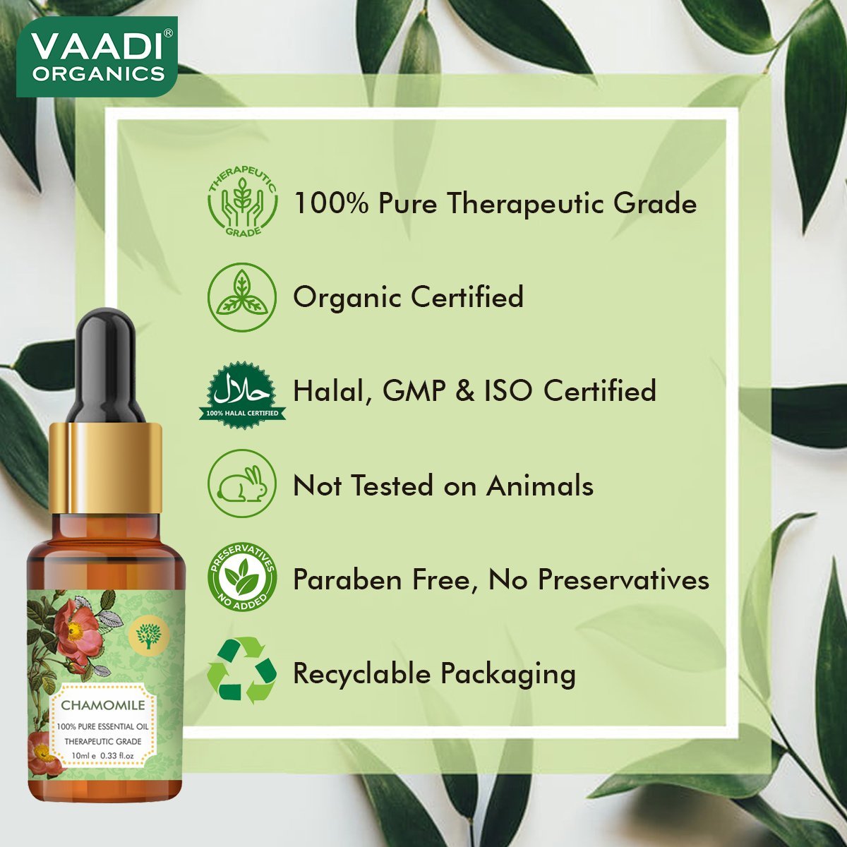 Organic Chamomile Essential Oil - Reduces Blemishes, Evens Skin Tone - Relieves Stress, Better Sleep - 100% Pure Therapeutic Grade (10 ml/ 0.33 oz)